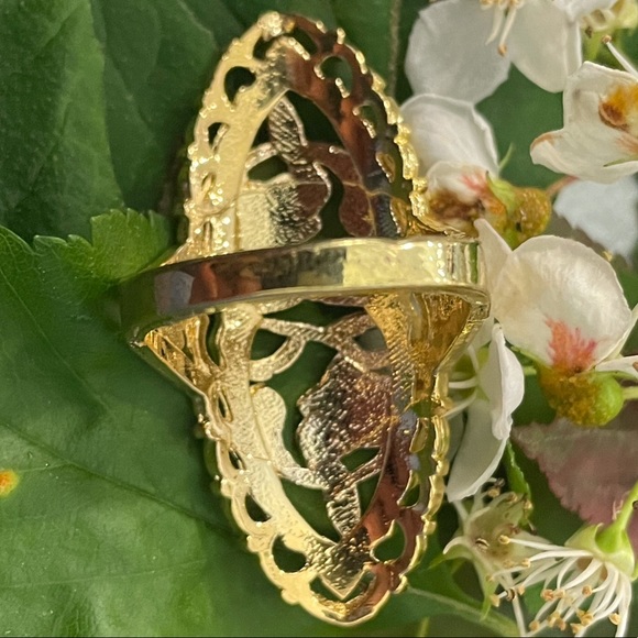 Gold Plated Daisy Stretched Boho Ring - Picture 15 of 15